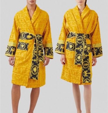 versace bathrobe black and gold