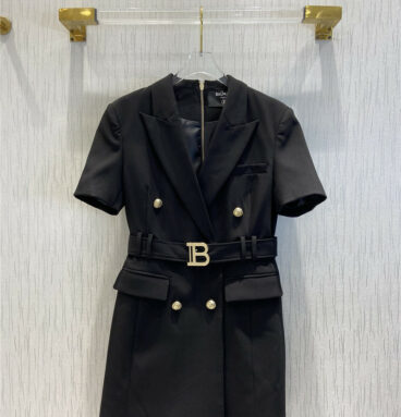 balmain B letter belt suit skirt